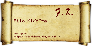Filo Klára névjegykártya