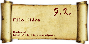 Filo Klára névjegykártya